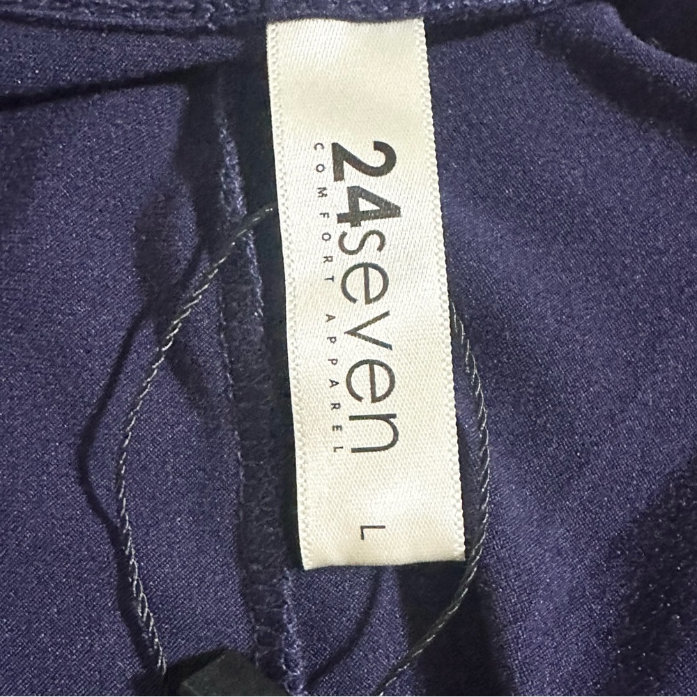 24Seven Comfort Apparel Elbow Length Sleeve Scoop Neck Navy Maxi Dress Size L - Picture 6 of 7